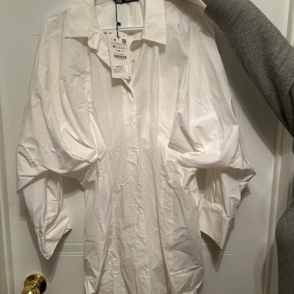 Zara Crisp White Statement Blouse